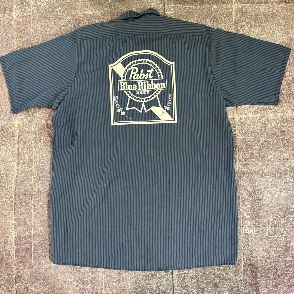 Men's Vintage 90's Red Kap Pabst Blue Ribbon Beer PBR Employee Work Shirt Sz XL